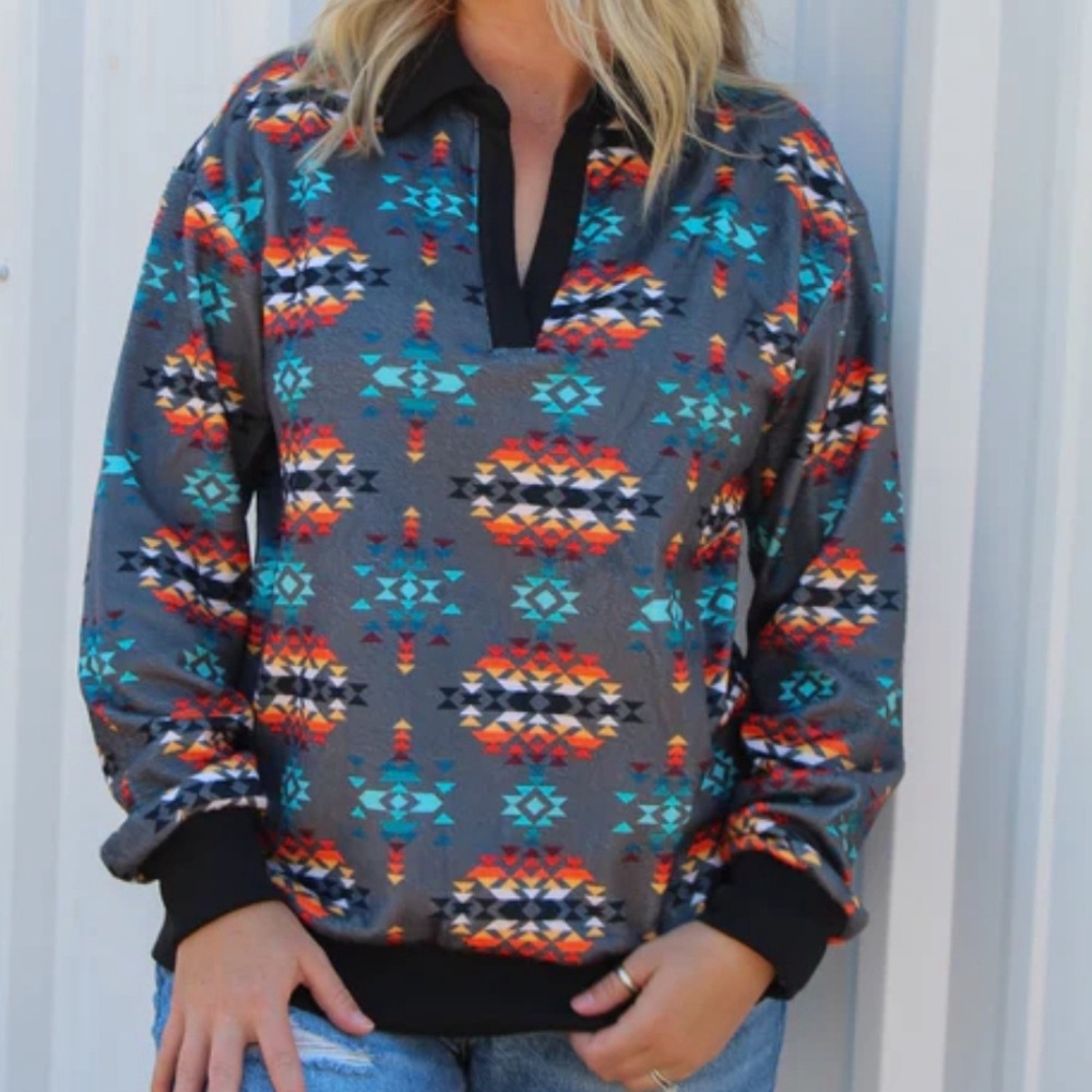 Tribal Print Pullover Sweater